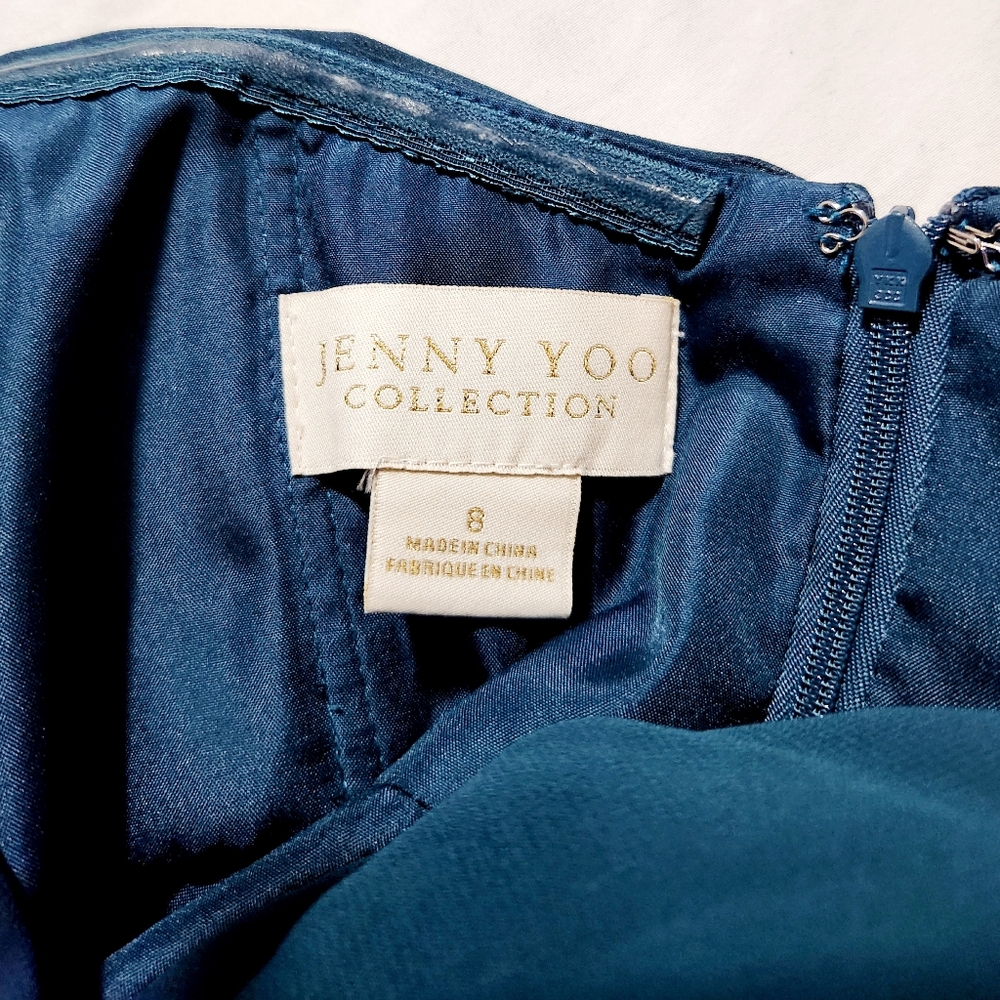 Jenny Yoo Aidan strapless chiffon gown ceil blue - Picture 5 of 8